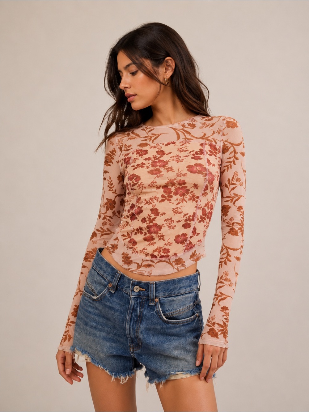 🎉LAST PIECE🎉Free People‎ Betty's Garden Top in Coral Combo